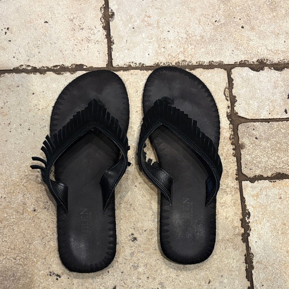 Lauren Ralph Lauren Black Fringe Sandals